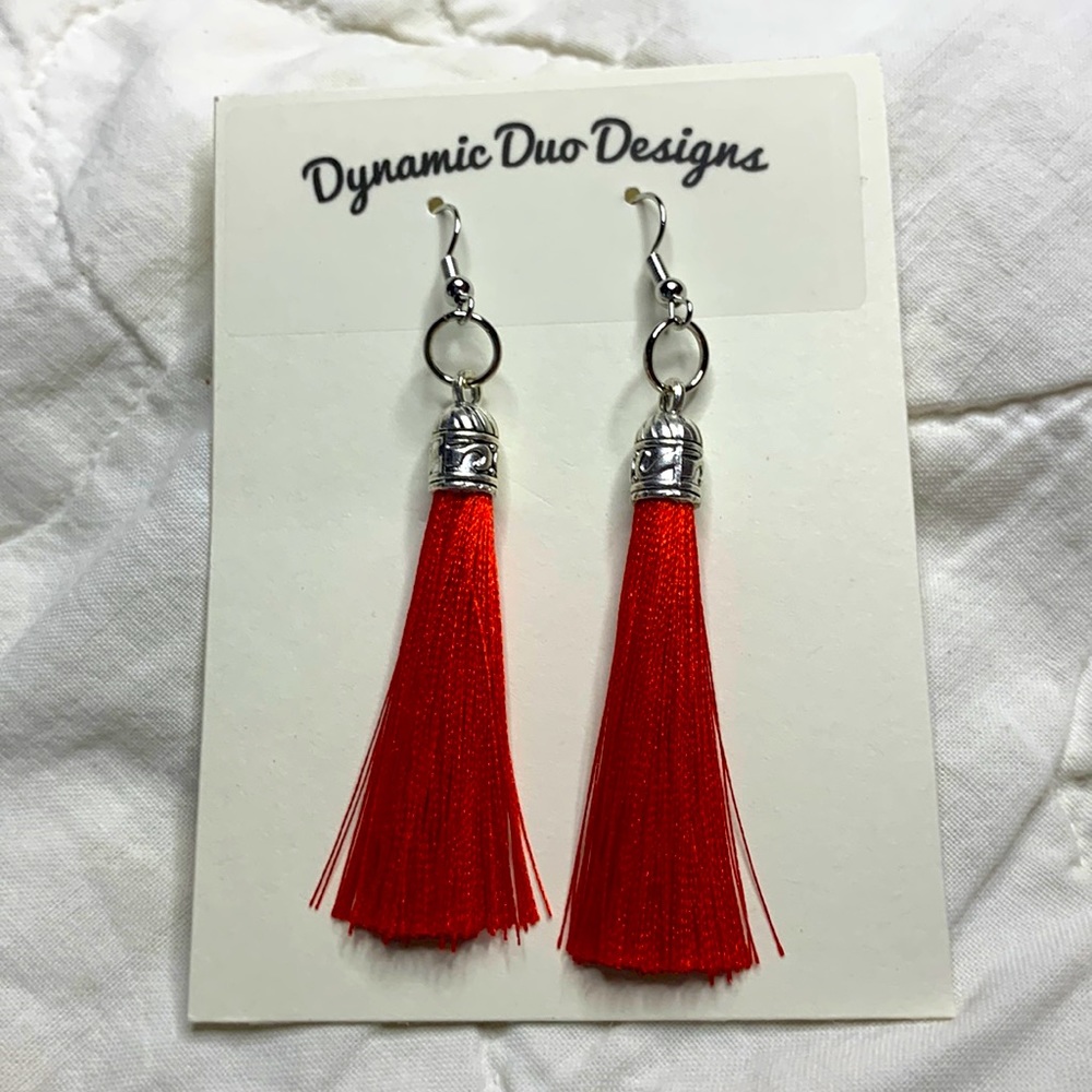 Red Tassel Earrings